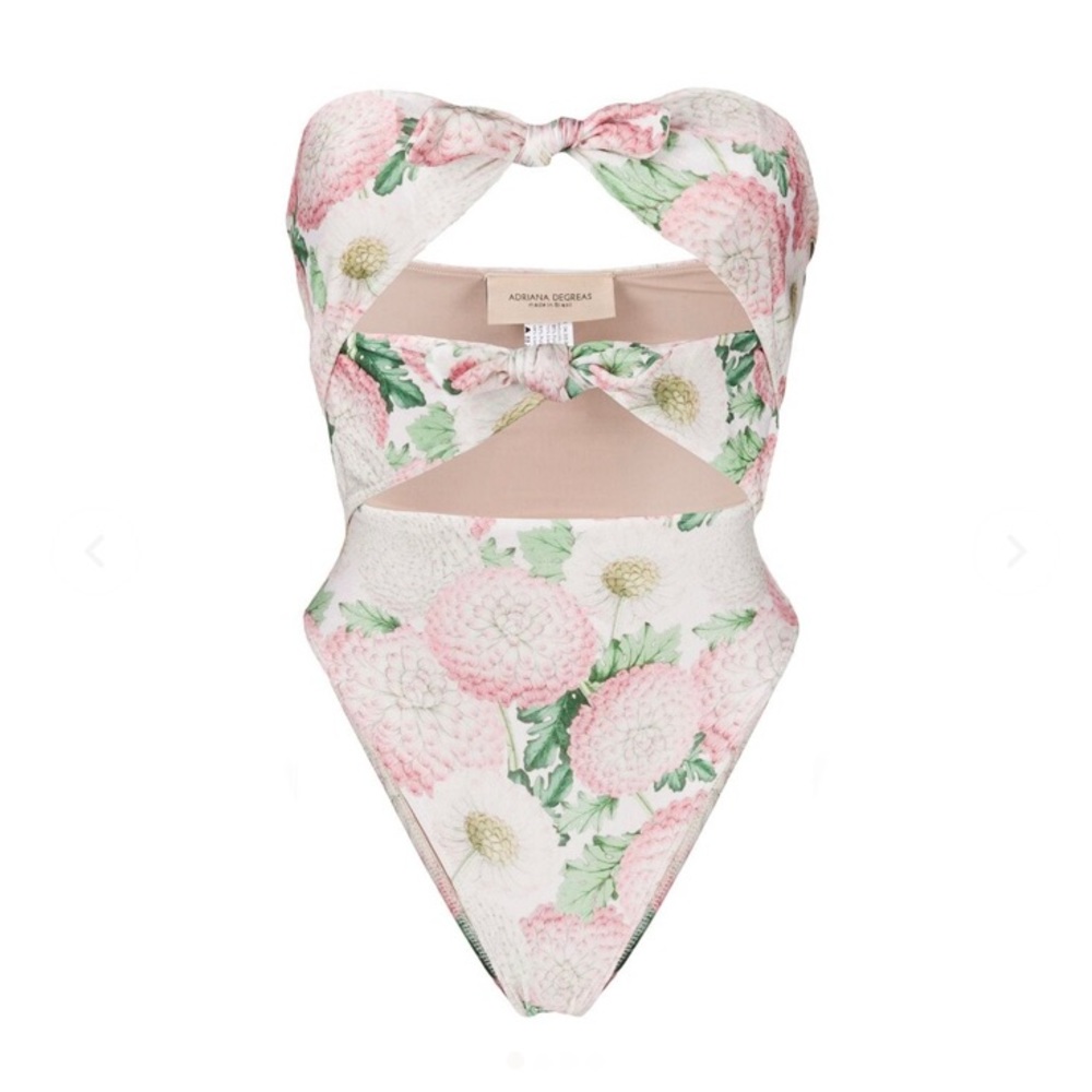 ADRIANA DEGREAS Knot Detail Floral Print Swimsuit, M, NWOT